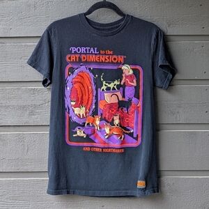 Steven Rhodes Portal to the Cat Dimension Black S/S T-Shirt Small